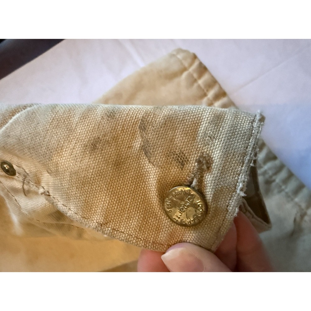 Vintage Carhartt USA Chore Coat Blanket Lined Tan Duck Work Jacket 100 Years Vtg - Picture 6 of 16